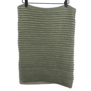 Handmade Green and Ivory Knit Afghan